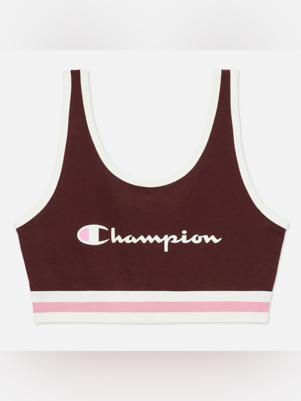 Champion brown baby pink crop top fitted workout sports bra active wear